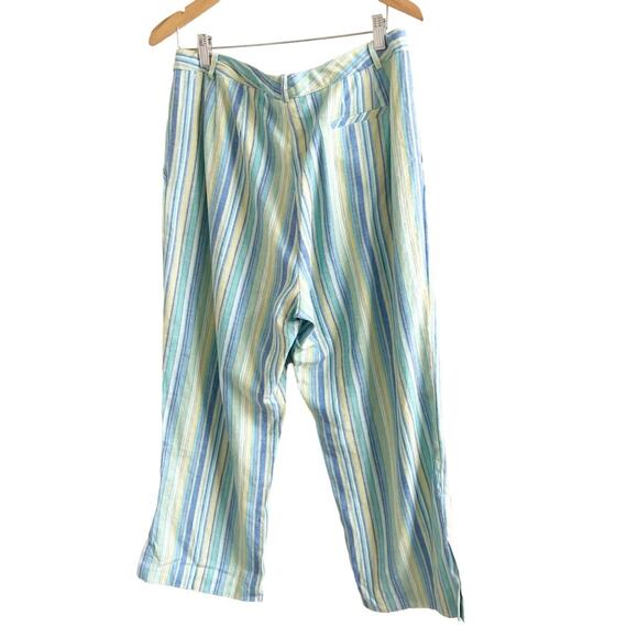 Norm Thompson Linen Blend Wide Leg Striped Cropped Pants Size 14 - Picture 2 of 11